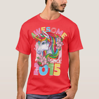Awesome since 2015 7th Birthday Girl 7 Years Unico T-Shirt