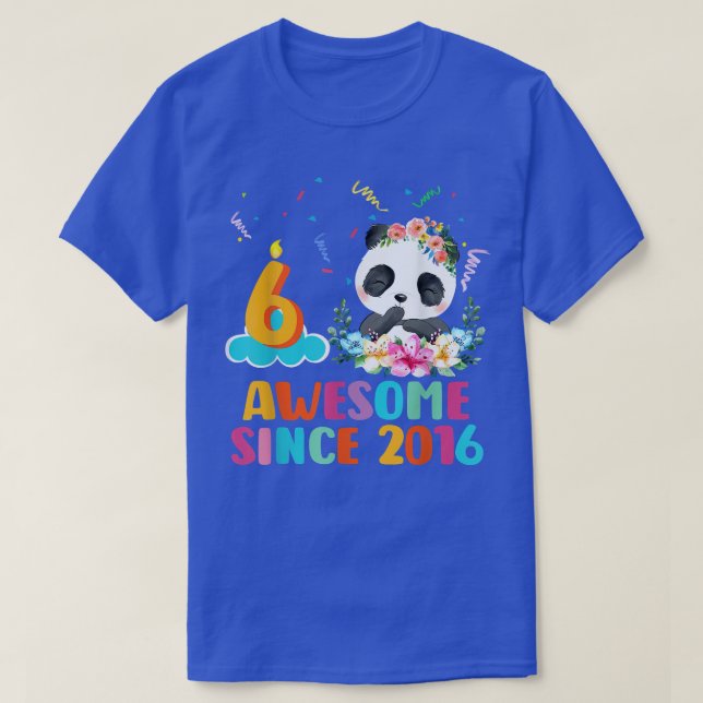 Awesome since 2016 6th Birthday 6 Year Old Panda U T-Shirt (Design Front)