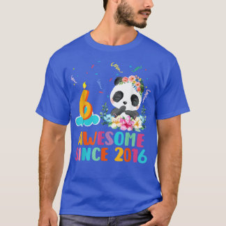 Awesome since 2016 6th Birthday 6 Year Old Panda U T-Shirt