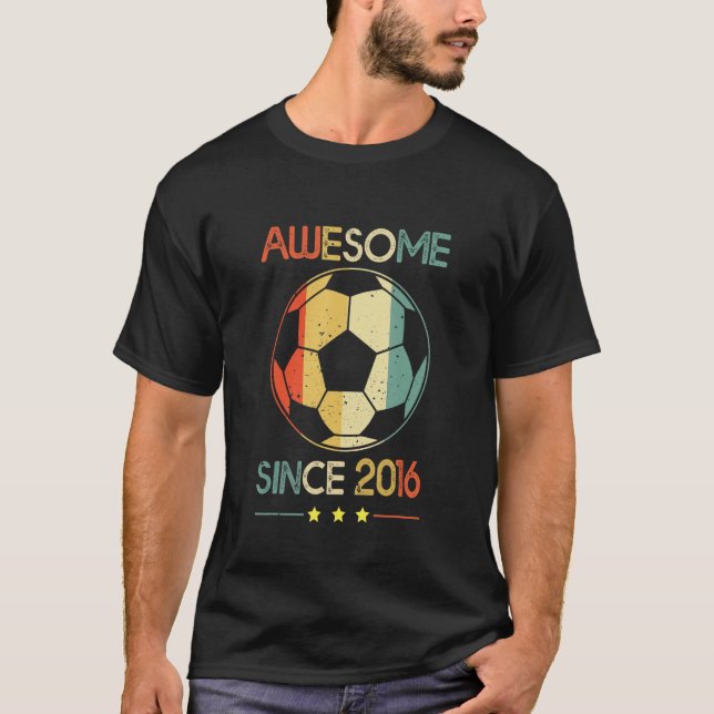 Awesome Since 2016 7th Birthday 7 Year Old Soccer  T-Shirt (Front)