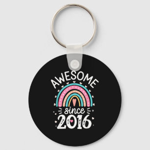 Awesome Since 2016 9th Birthday Rainbow Born In 20 Keychain