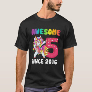 Awesome Since 2016 Dabbing Unicorn 5Th Birthday Fo T-Shirt