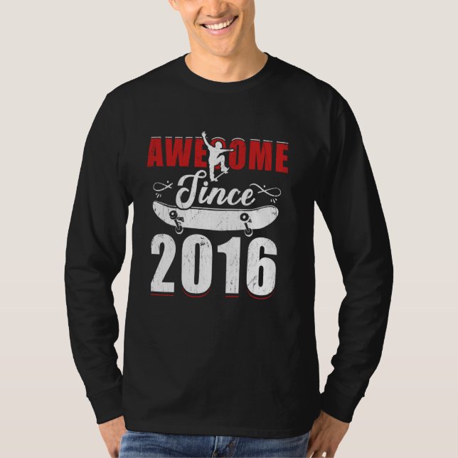 Awesome Since 2016 Tee 8 Skateboard Its My 8th Bir (Front)