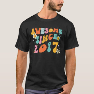 Awesome Since 2017 6 Years Old 6th Birthday Retro  T-Shirt