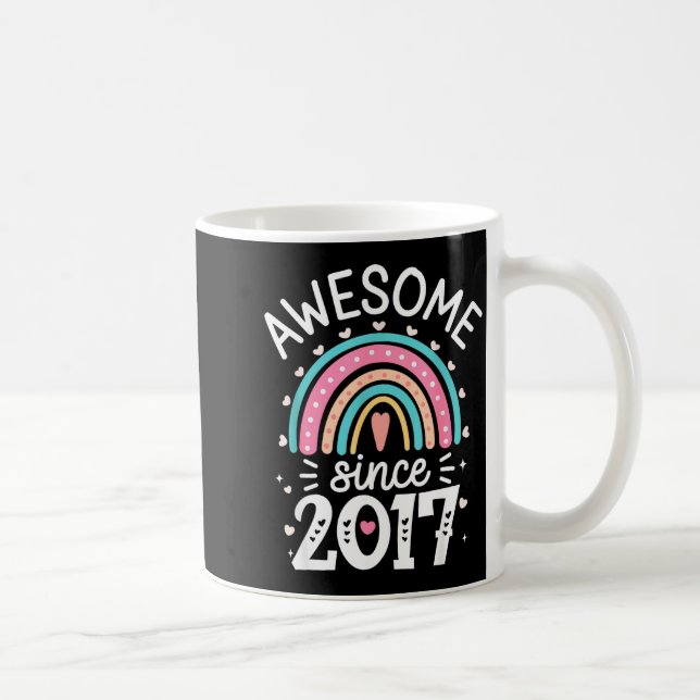 Awesome Since 2017 8th Birthday Rainbow Born In 20 Coffee Mug (Right)