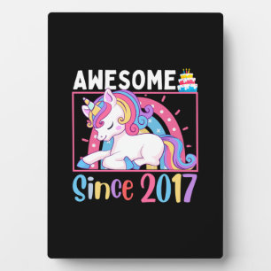 Awesome Since 2017 Girl Unicorn Birthday Celebrati Plaque
