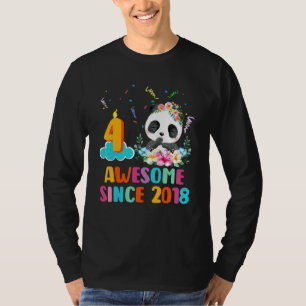 Awesome Since 2018 4th Birthday 4 Year Old Panda U T-Shirt