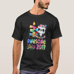 Awesome Since 2019 3rd Birthday 3 Year Old Panda U T-Shirt