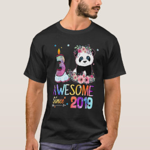 Awesome Since 2019 3rd Birthday 3 Year Old Panda U T-Shirt
