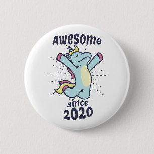 Awesome Since 2020 - Kids Birthday Unicorn 2 Inch Round Button