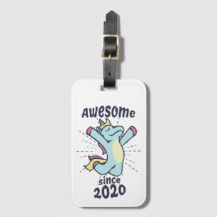 Awesome Since 2020 - Kids Birthday Unicorn Luggage Tag