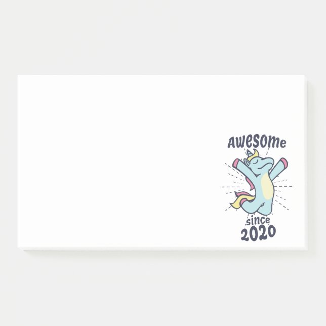 Awesome Since 2020 - Kids Birthday Unicorn Post-it Notes (Front)