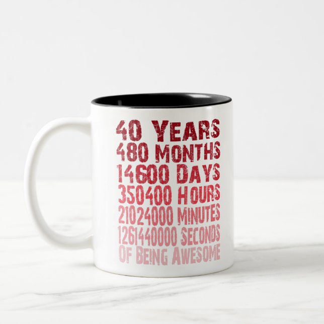 Awesome since 40 years 40th Birthday Gift Two-Tone Coffee Mug (Left)