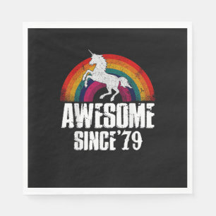 Awesome Since 79 Unicorn Vintage Funny Birthday Gi Napkin