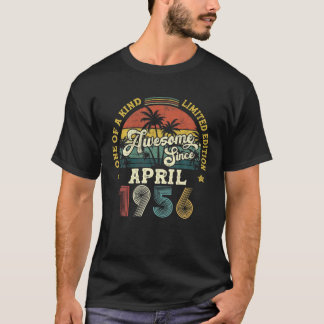 Awesome Since April 1956 Vintage 66Th Birthday Gif T-Shirt