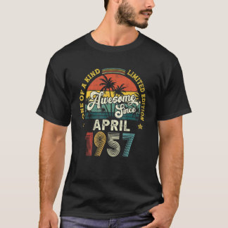 Awesome Since April 1957 Vintage 65th Birthday For T-Shirt