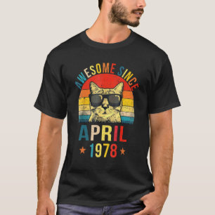 Awesome Since April 1978 44th Birthday Cat T-Shirt