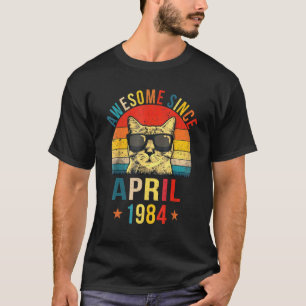 Awesome Since April 1984 38th Birthday Cat T-Shirt