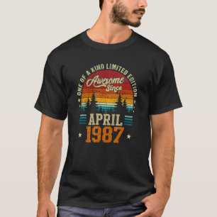 Awesome Since April 1987 Vintage 35th Birthday T-Shirt