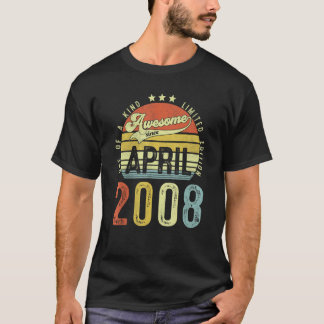 Awesome Since April 2008 Vintage 14th Birthday For T-Shirt