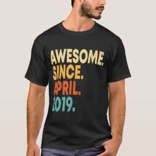 Awesome Since April 2019 4th Birthday Boy 4 Years T-Shirt