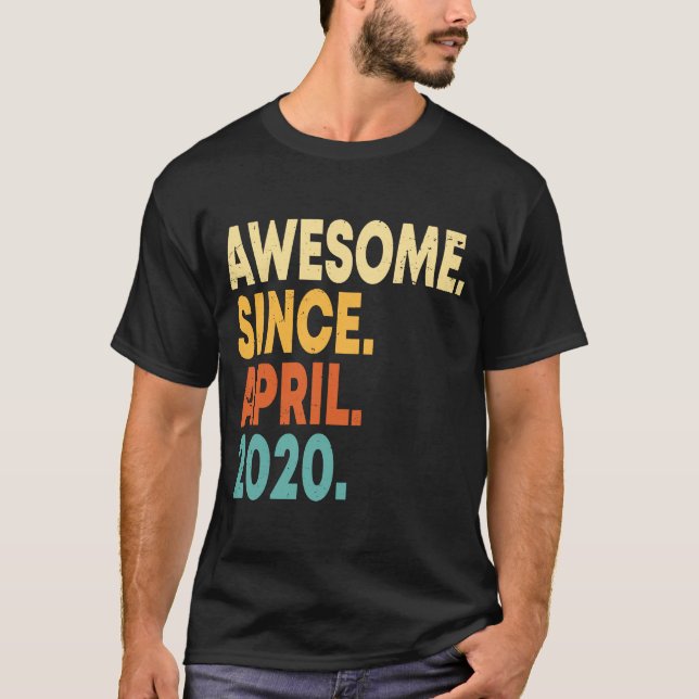 Awesome Since April 2020 3rd Birthday Boy 3 Years  T-Shirt (Front)