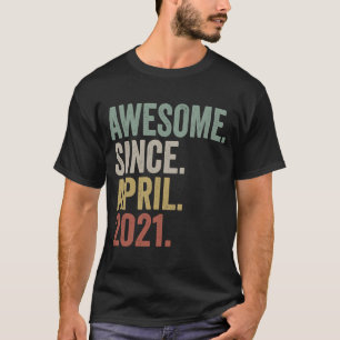 Awesome Since April 2021 2nd Birthday  2 Years Old T-Shirt