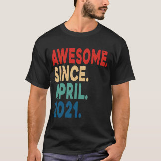 Awesome Since April 2021 2nd Birthday 2 Years Old T-Shirt
