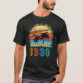 Awesome Since August 1930 92nd Birthday 92 T-Shirt