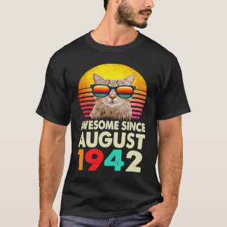 Awesome Since August 1942 81st Birthday  Cat T-Shirt