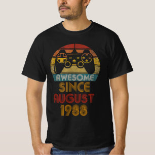 Awesome Since August 1988 , Happy Birthday Gamer T-Shirt