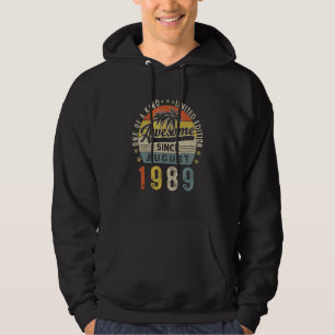Awesome Since August 1989 Vintage 33rd Birthday Me Hoodie