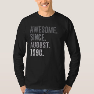 Awesome Since August 1990 32nd Birthday Vintage 19 T-Shirt