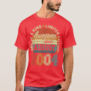 Awesome Since August 2004 18th Birthday 18 Years O T-Shirt