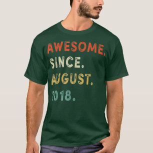 Awesome Since August 2018 4 Years Old 4th Birthday T-Shirt