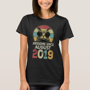 Awesome Since August 2019 4 Years Old Cat 4th Birt T-Shirt