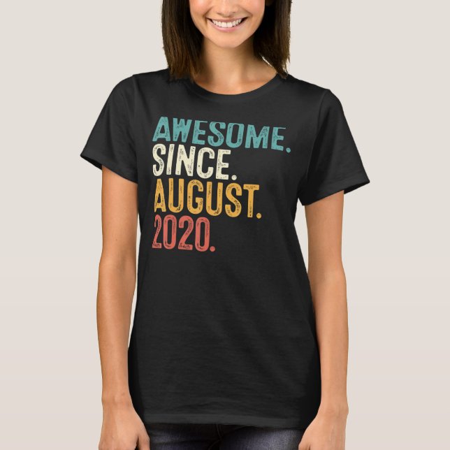 Awesome Since August 2020 2nd Birthday  2 Years Ol T-Shirt (Front)