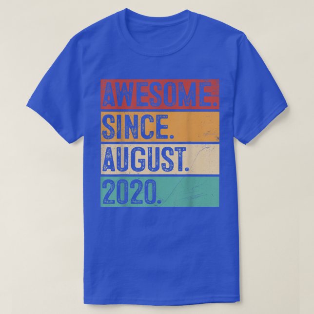 Awesome Since August 2020 2nd Birthday Gift 2 Year T-Shirt (Design Front)