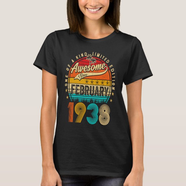 Awesome Since February 1938 85 Years Old 85th Birt T-Shirt (Front)