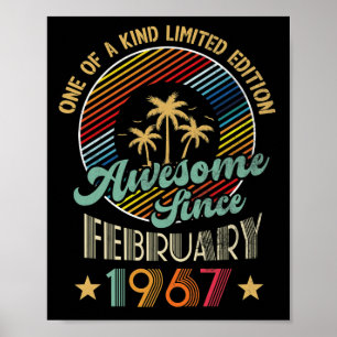 Awesome Since February 1967 55th Birthday Vintage Poster
