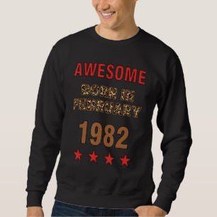Awesome since February 1982 Leopard Print February Sweatshirt