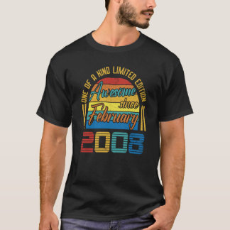 Awesome Since February 2008 15 Years Old 15th Birt T-Shirt