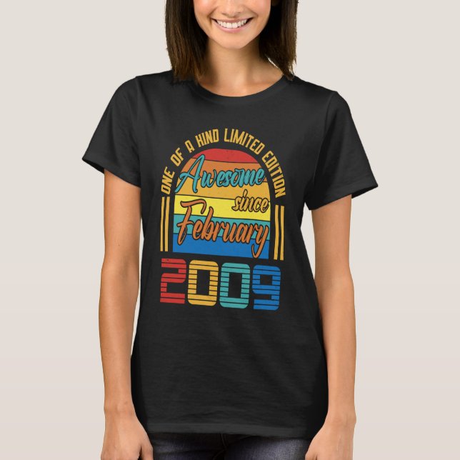 Awesome Since February 2009 14 Years Old 14th Birt T-Shirt (Front)
