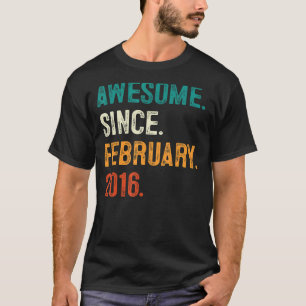 Awesome Since February 2016 7th Birthday Gift 7 Ye T-Shirt