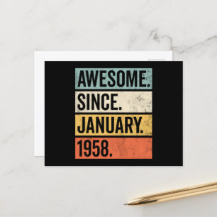 Awesome Since January 1958 Birthday Postcard