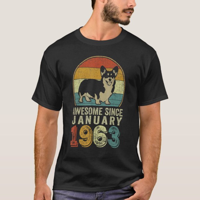 Awesome Since January 1963 60th Birthday  Dog T-Shirt (Front)