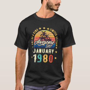 Awesome Since January 1980 Vintage 42Th Birthday T-Shirt
