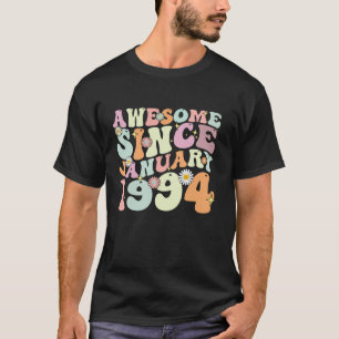 Awesome Since January 1994 Retro Groovy 30th Birth T-Shirt