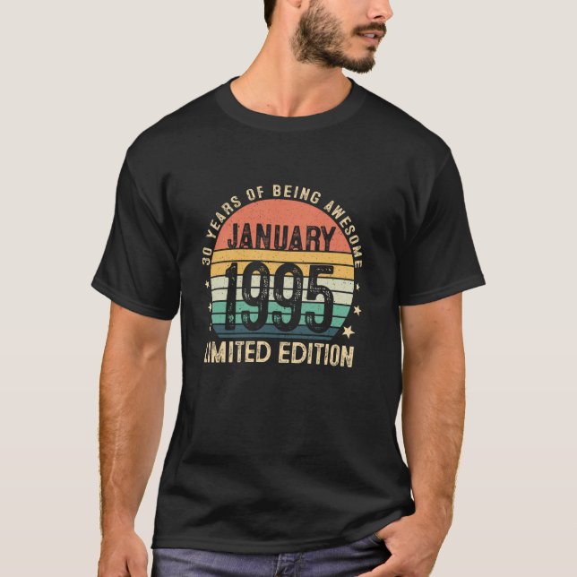 Awesome since January 1995 30 Year Old 30th Birthd T-Shirt (Front)