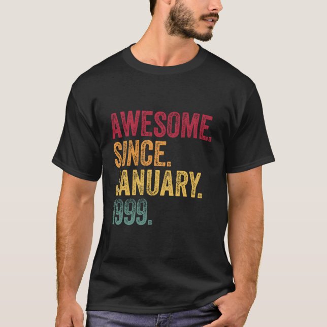 Awesome Since January 1999 22Nd Birthday Gift Retr T-Shirt (Front)